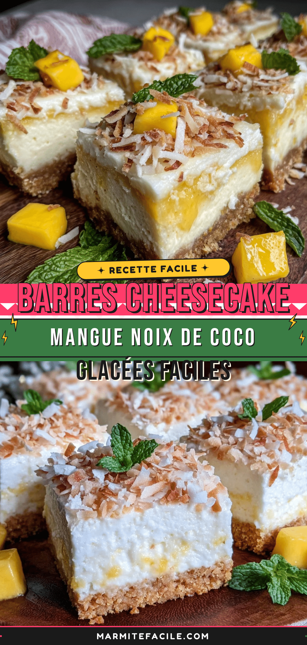 barres cheesecake mangue noix de coco glacées recipe
