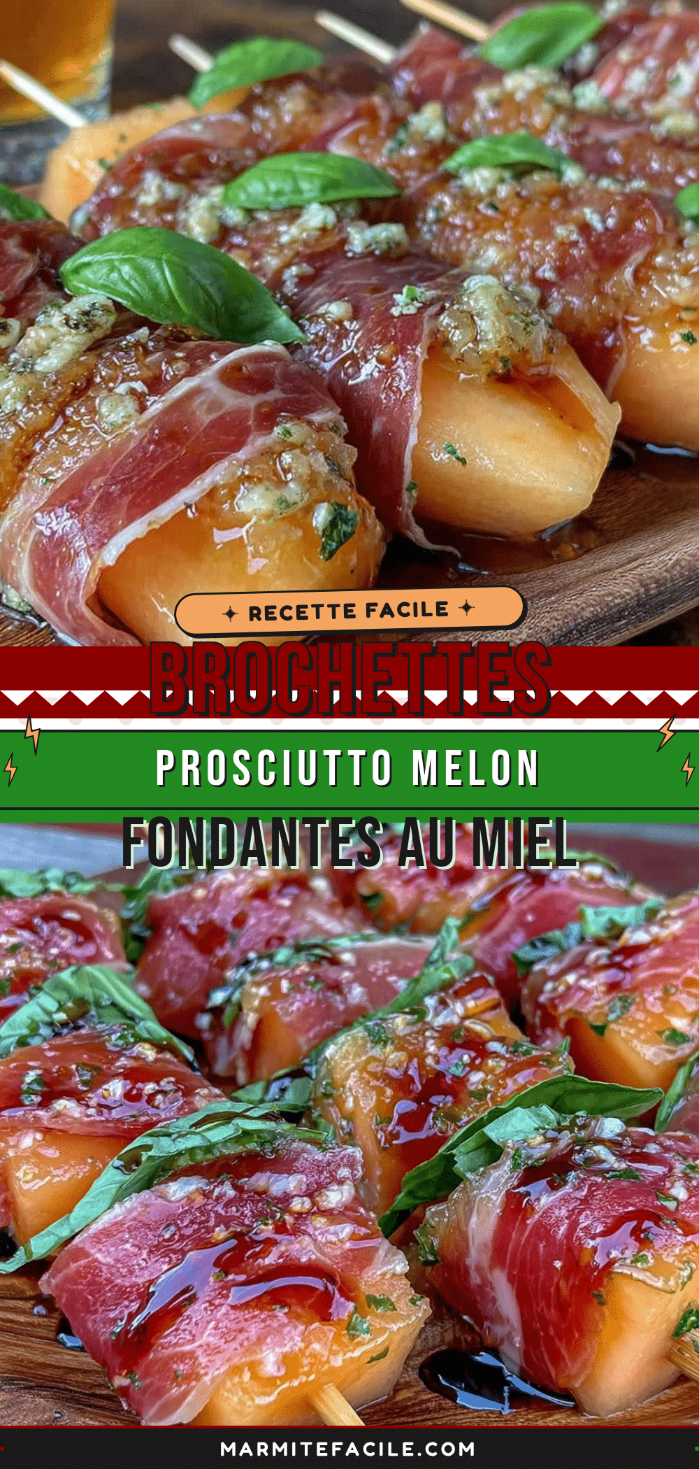 brochettes prosciutto melon fondantes au miel recipe