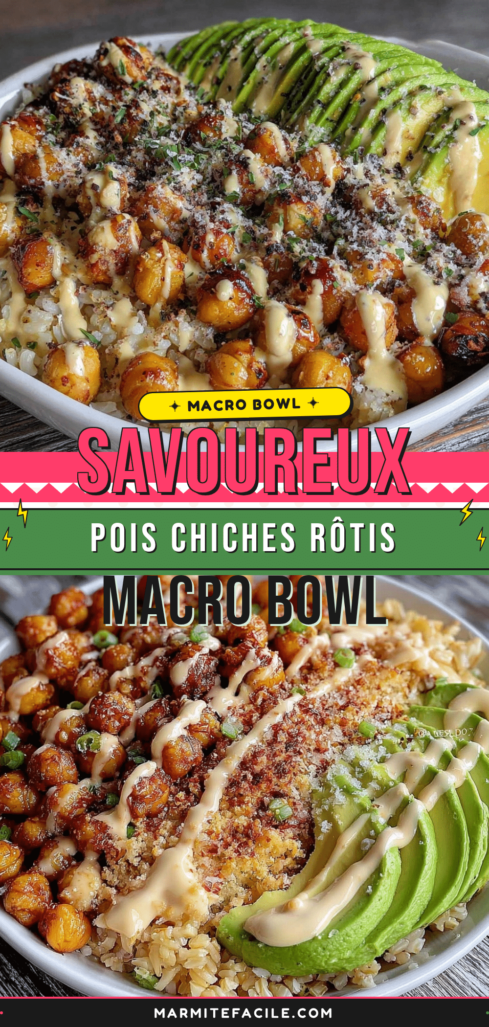 macro bowl pois chiches rôtis avocat recipe