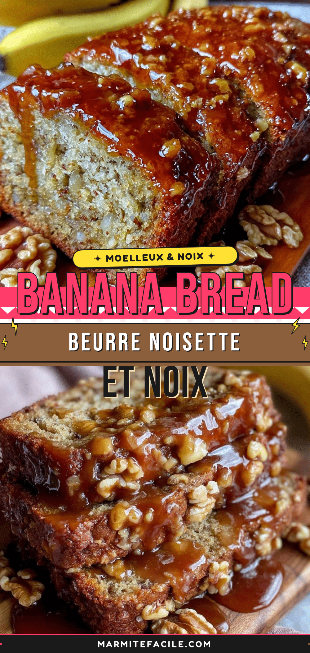moelleux banana bread beurre noisette noix recipe