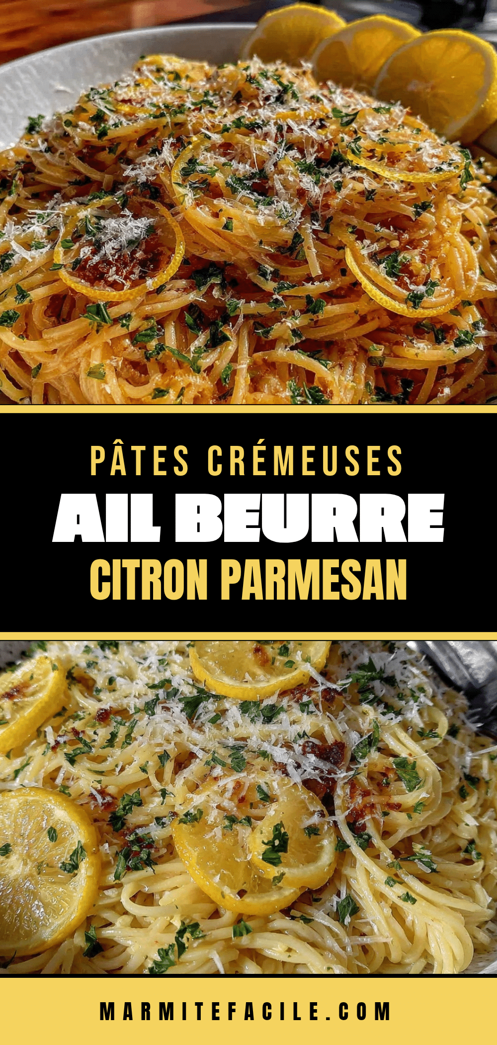 pâtes crémeuses ail beurre citron Parmesan recipe