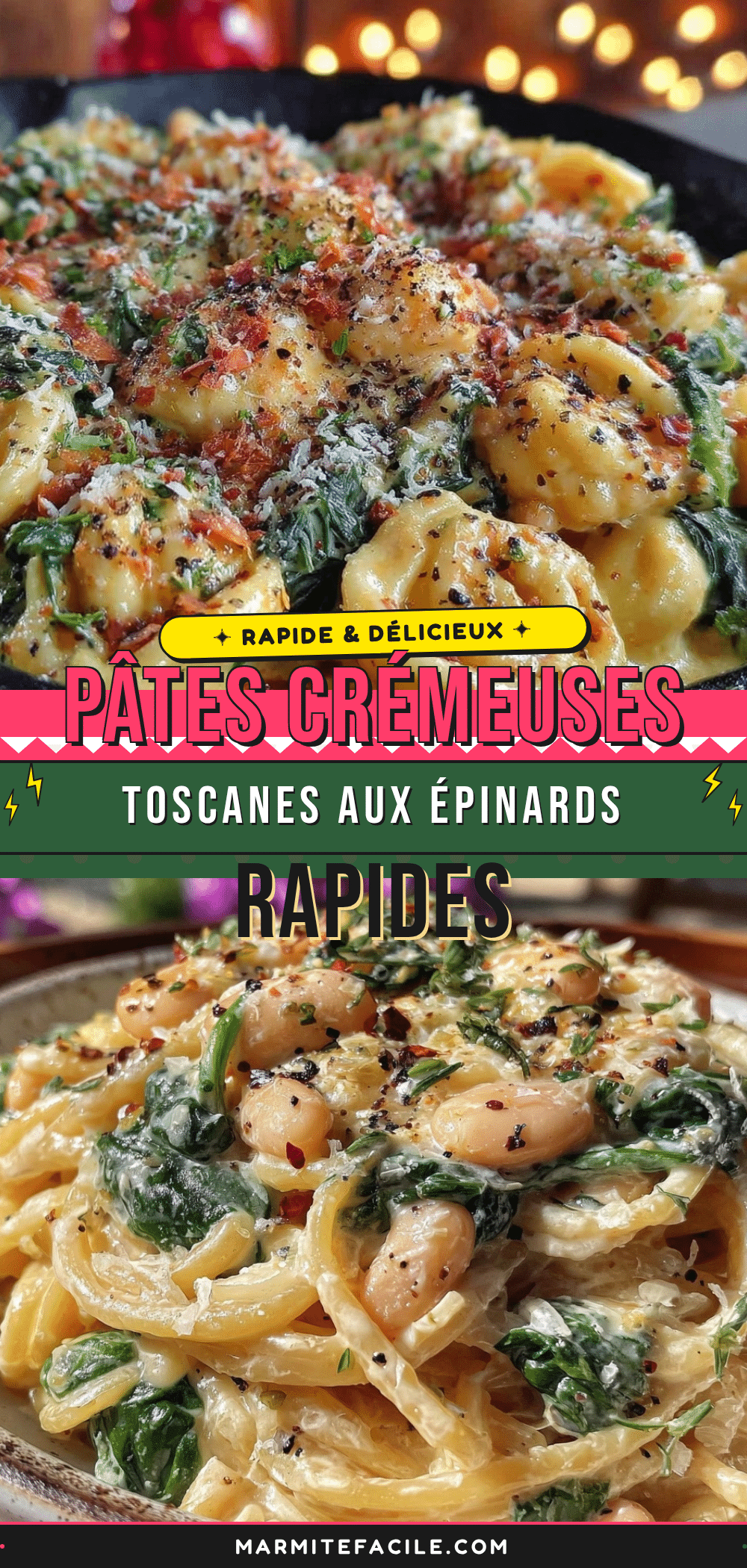 pâtes crémeuses Toscane aux épinards et haricots blancs recipe