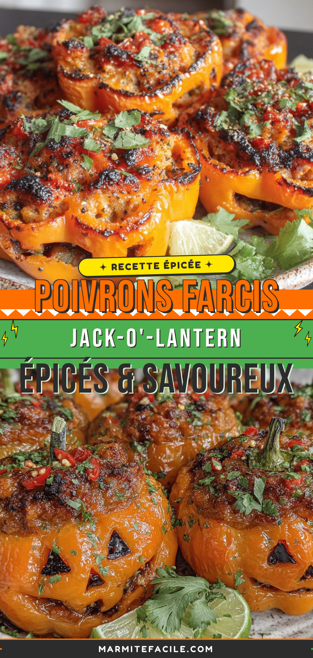 poivrons farcis jack-o-lantern épicés recipe