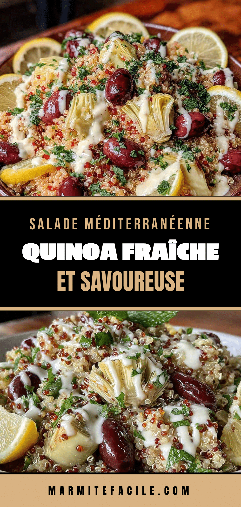salade méditerranéenne quinoa dressing citron-tahini recipe