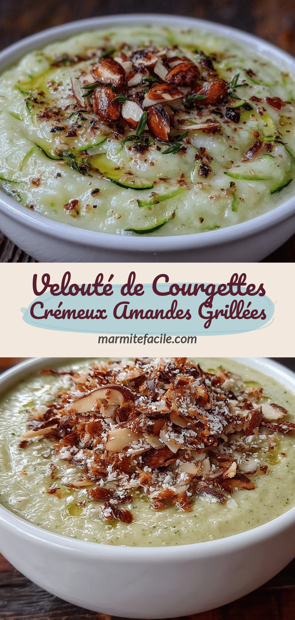 velouté de courgettes aux amandes grillées recipe