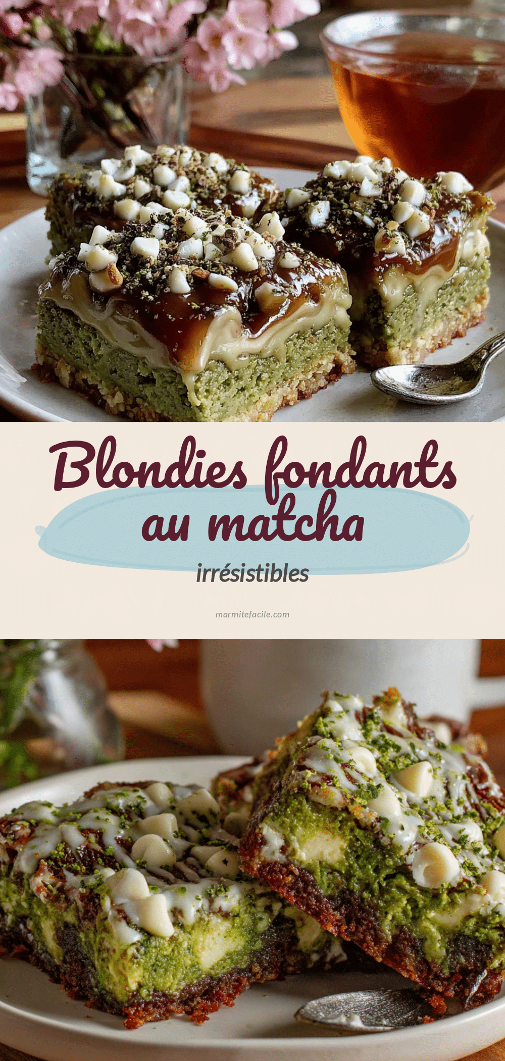 blondies fondants au matcha et chocolat blanc recipe
