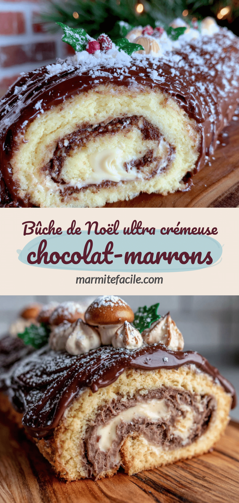bûche de Noël chocolat-marrons recipe