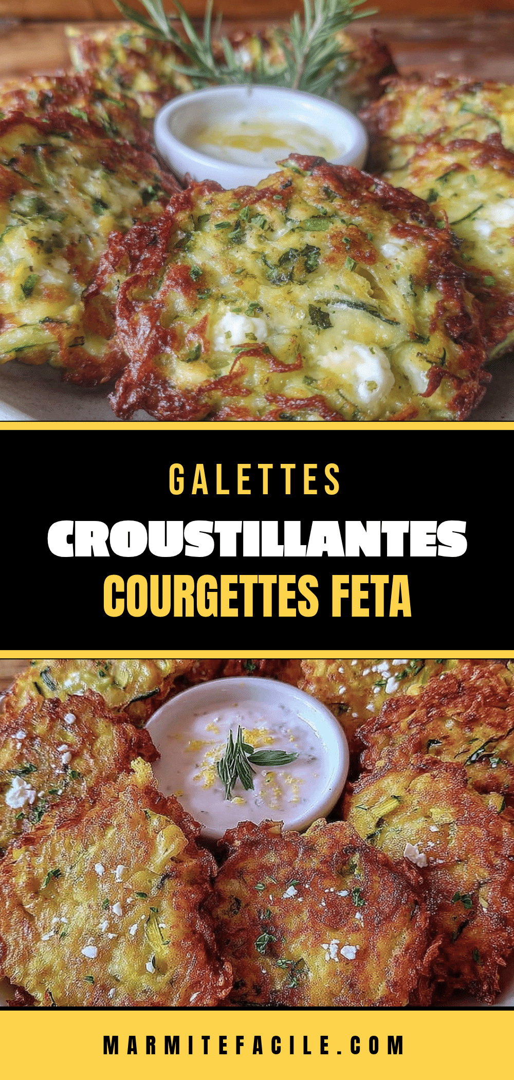galettes de courgettes et feta croustillantes au yaourt citronné recipe