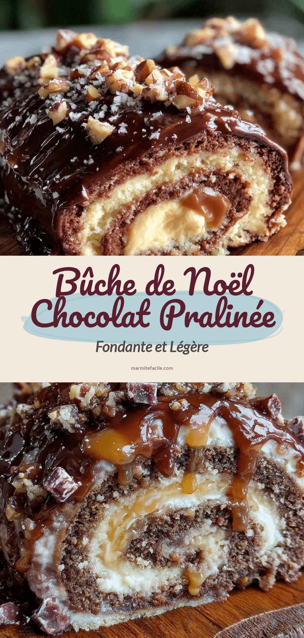 bûche de Noël chocolat pralinée recipe