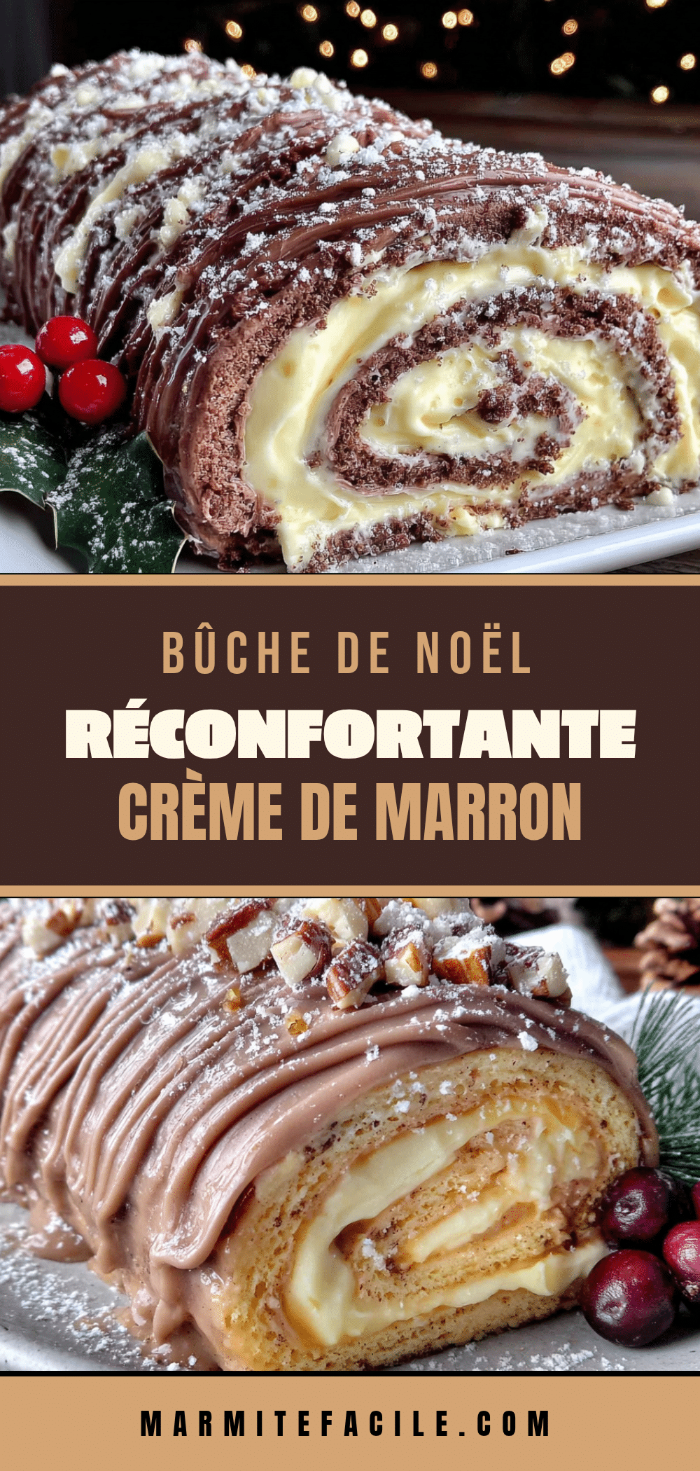 bûche de Noël crémeuse à la crème de marron recipe