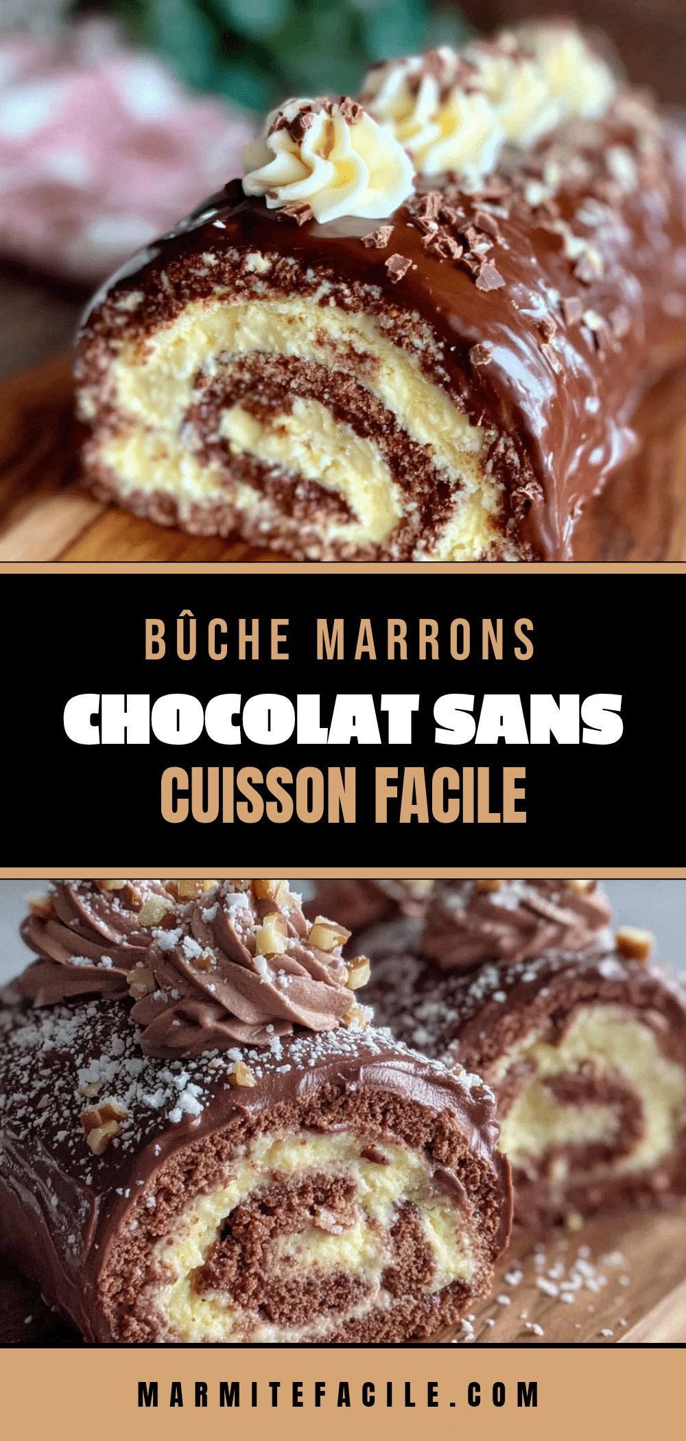 bûche marrons-chocolat sans cuisson facile et rapide recipe