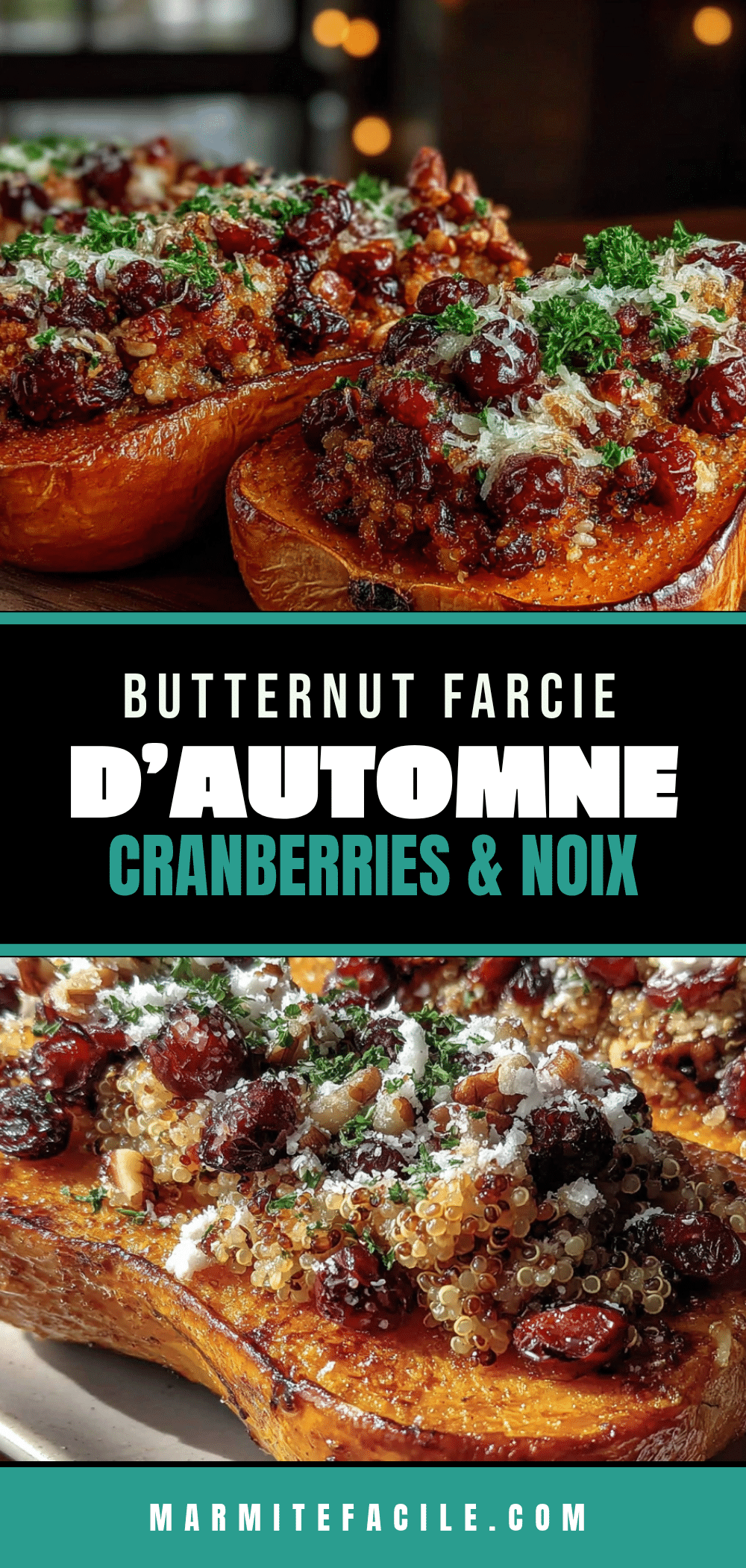 butternut farcie automne cranberries noix recipe