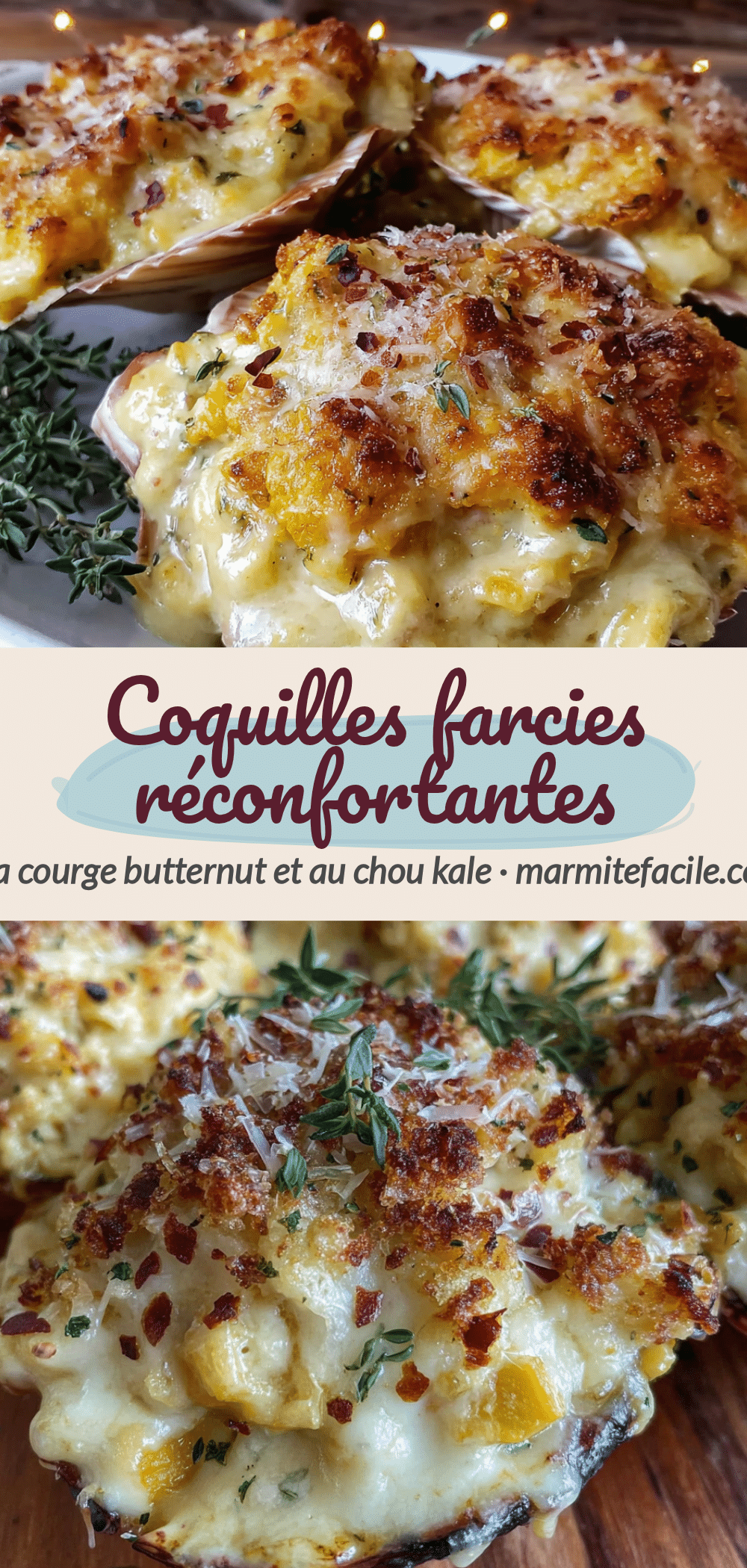 coquilles farcies courge butternut chou kale recipe