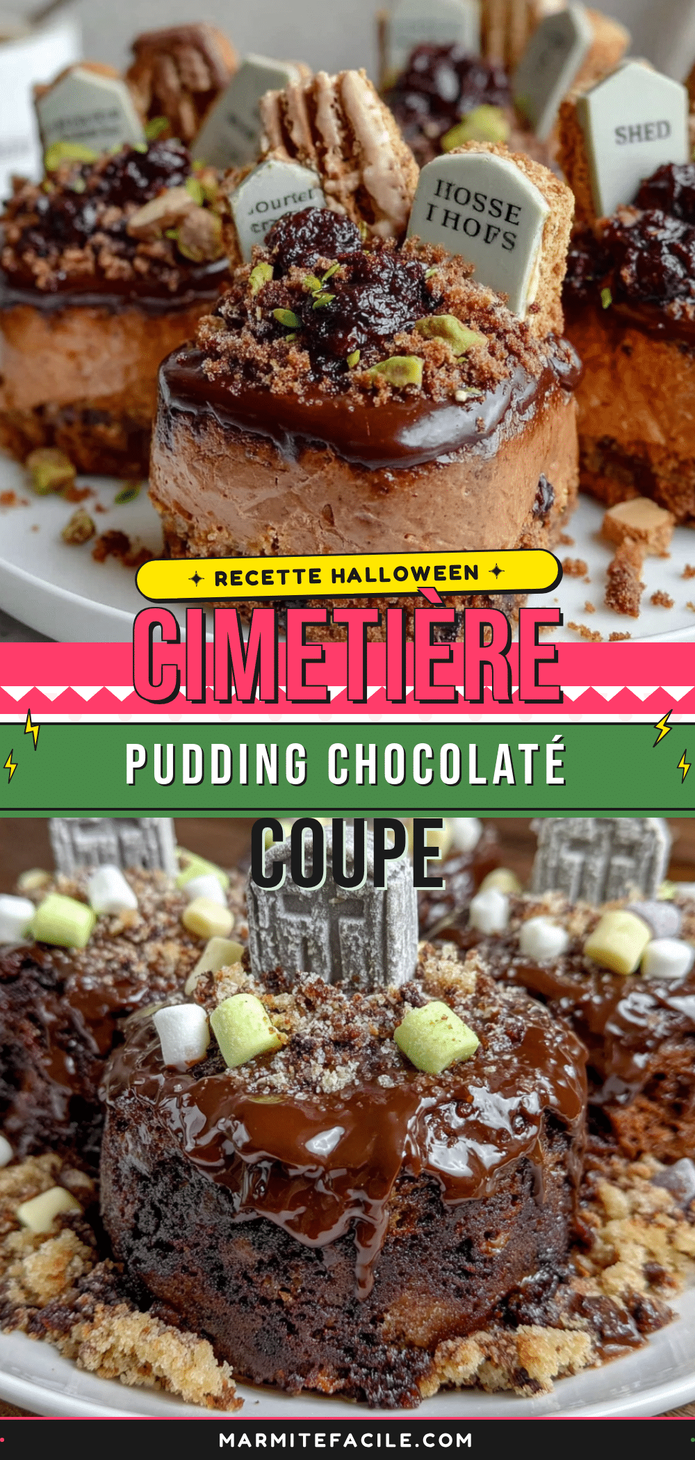 coupe de cimetière halloween au pudding chocolaté facile recipe