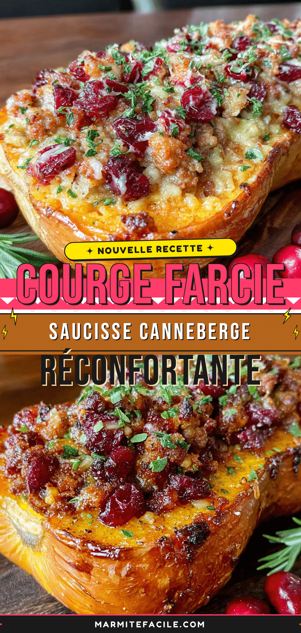 courge farcie saucisse et canneberge recipe