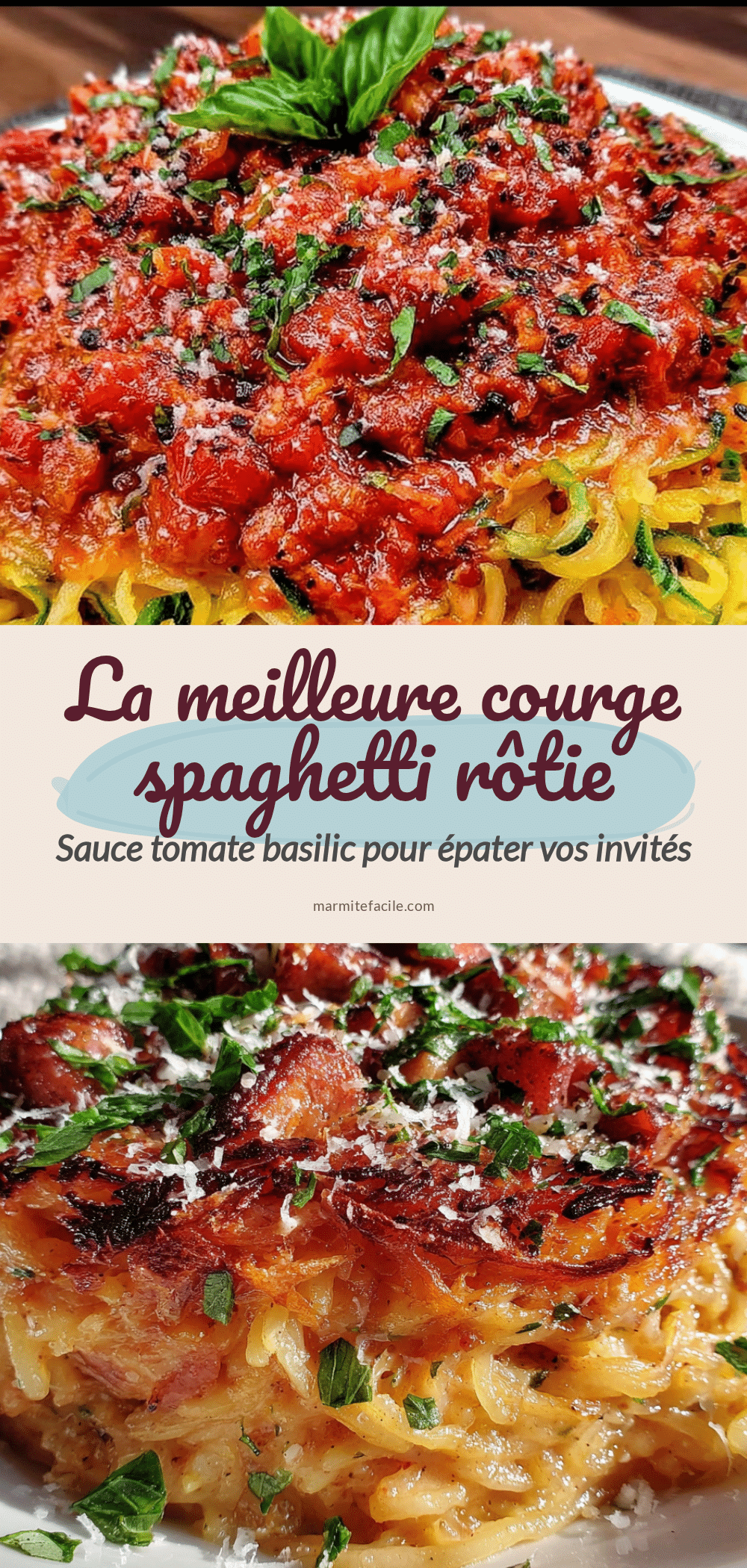 courge spaghetti rôtie sauce tomate basilic recipe