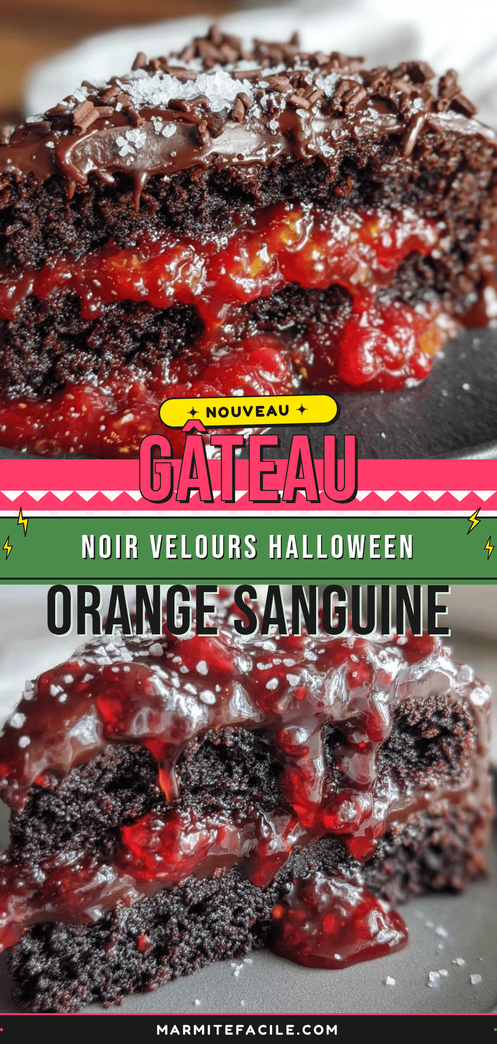 gâteau noir velours halloween ganache orange sanguine recipe