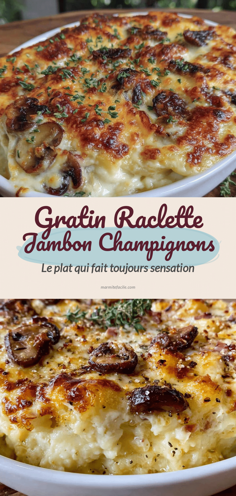 gratin raclette jambon champignons recipe