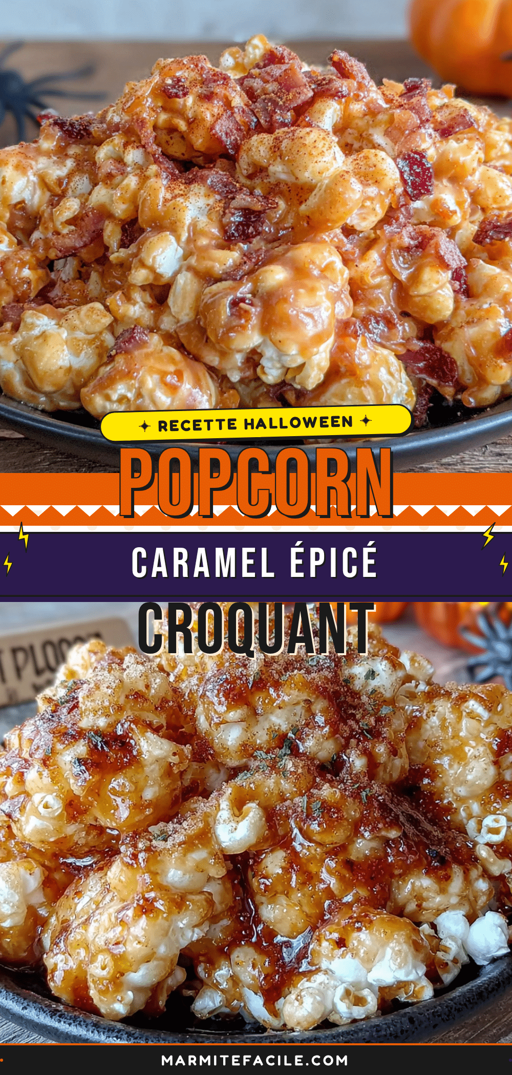 popcorn caramel halloween épicé recipe