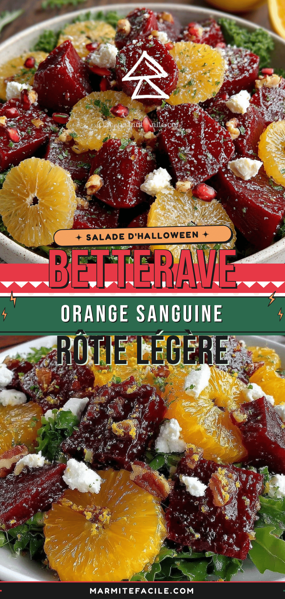 Salade d’Halloween légère à la betterave rôtie et orange sanguine recipe