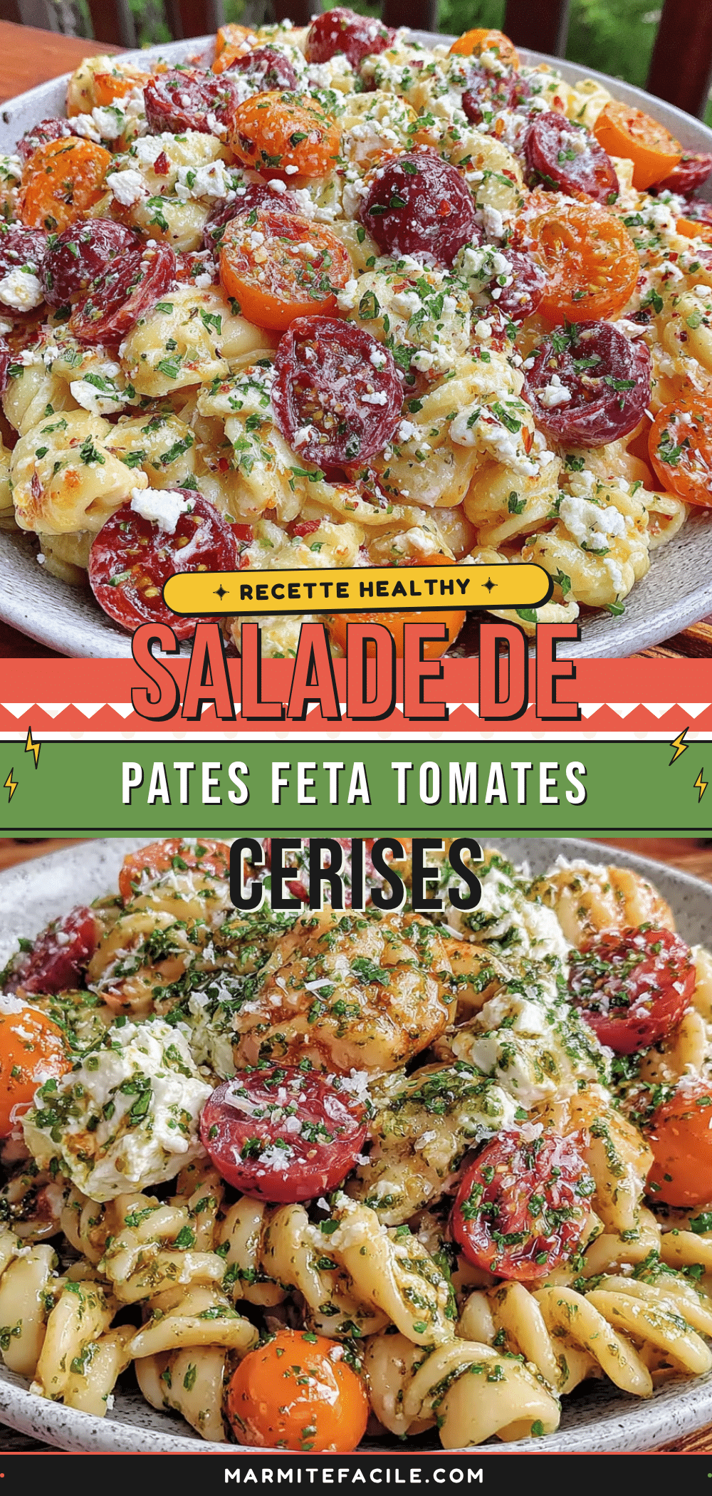 salade de pâtes healthy feta tomates cerises recipe