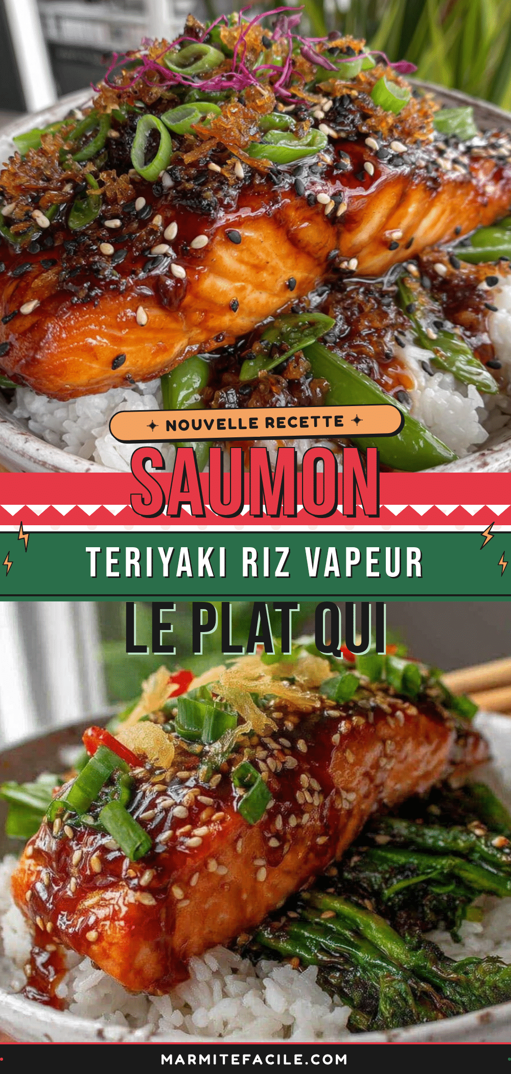 Saumon teriyaki riz vapeur recipe