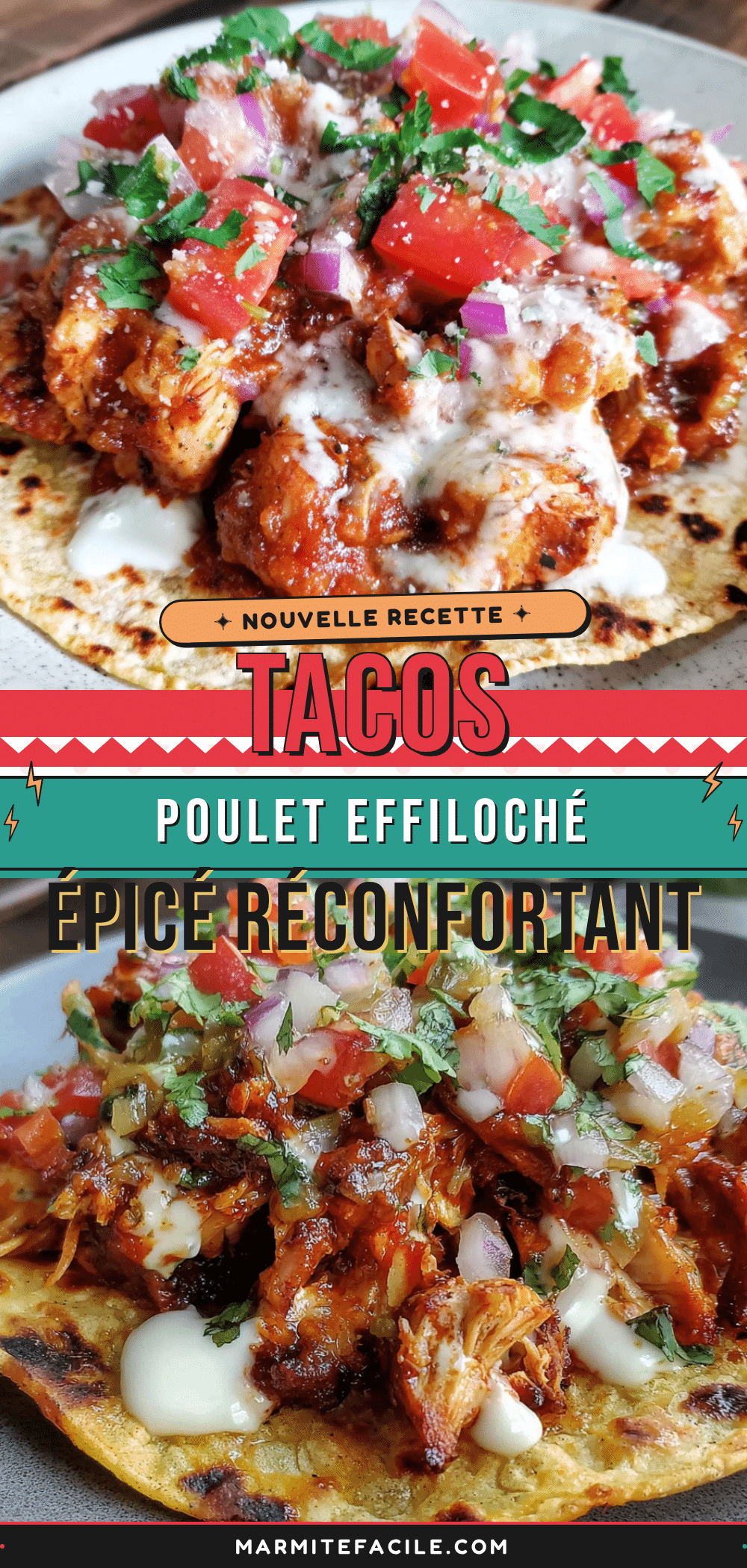 tacos poulet effiloché épicé recipe